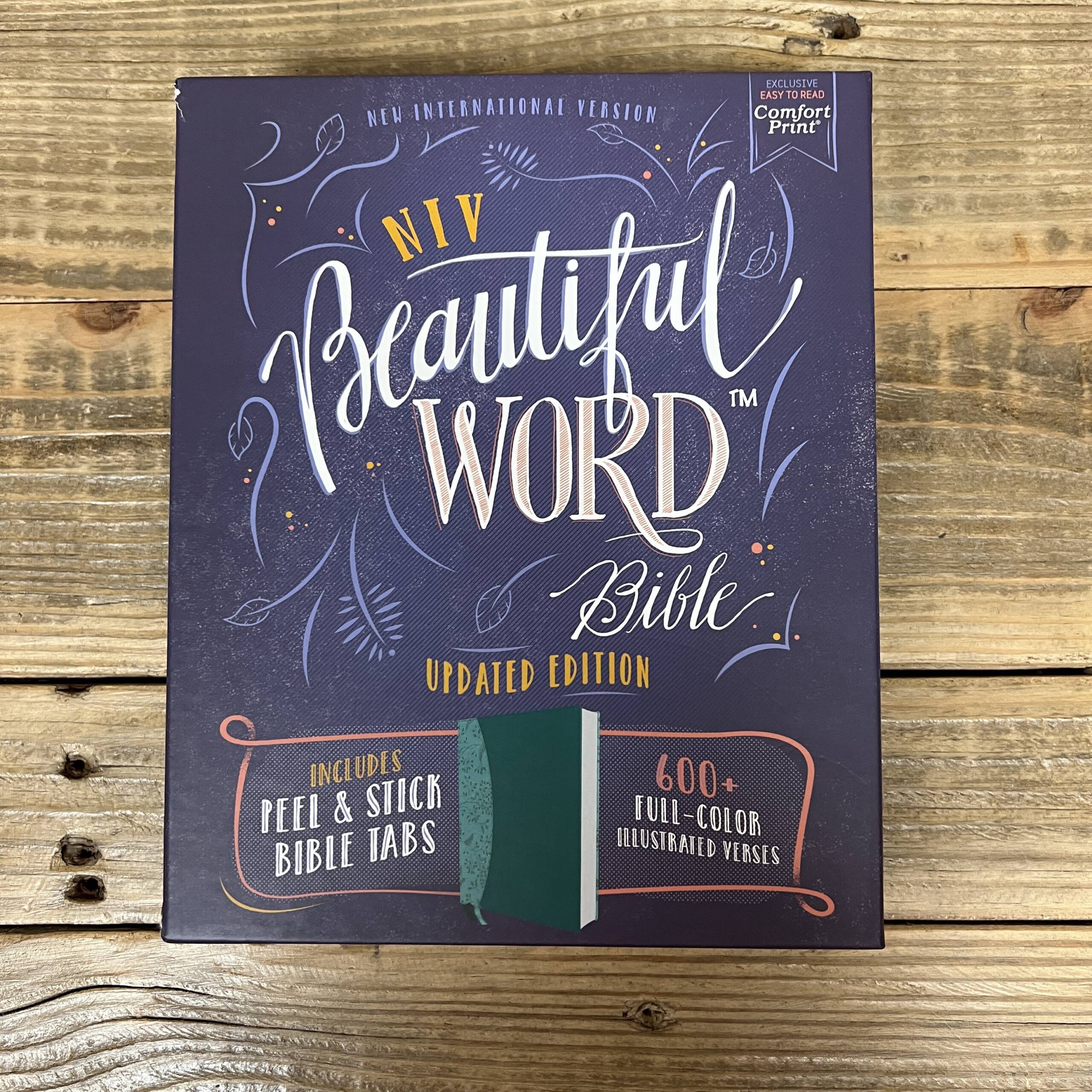 Cloth over Board NIV Floral Peel/Stick Bible Tabs Updated Edition Red Letter Comfort Print: 600+ Full-Color Illustrated Verses Beautiful Word Bible 