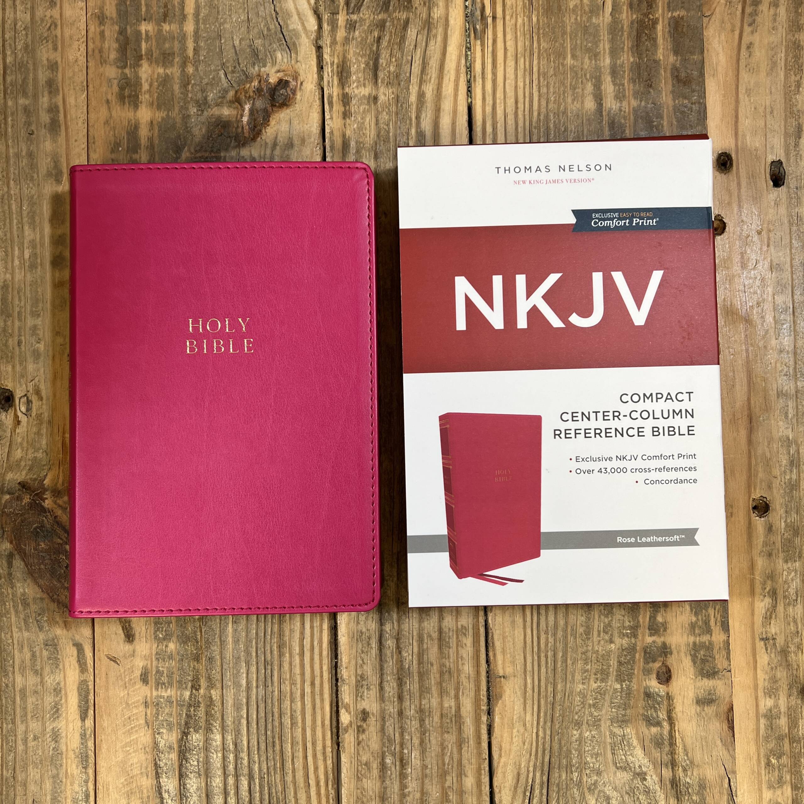 NKJV, Compact Center-Column Reference Bible, Leathersoft, Dark 