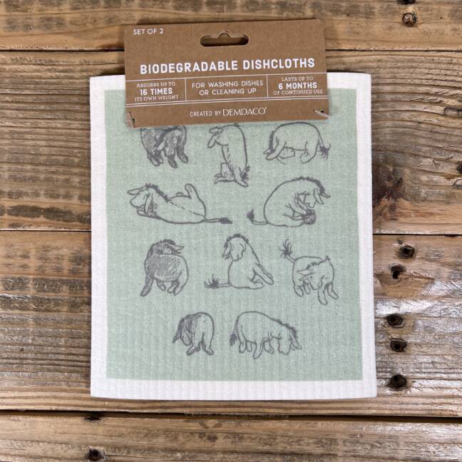 Eeyore Biodegradable Dish Cloths Set of 2 - 6x7in