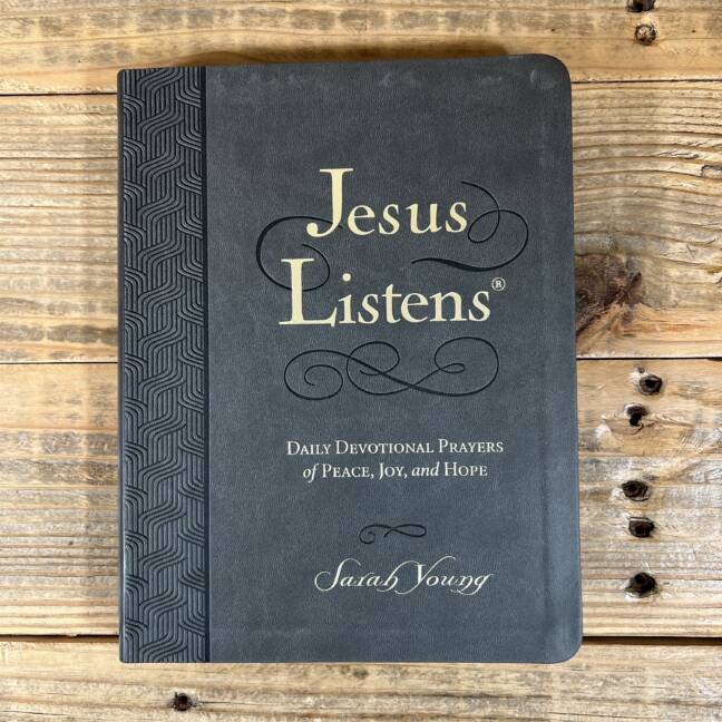 Jesus Listens, Large Text Leathersoft, Charcoal, with Full Scriptures: Daily Devotional Prayers of Peace, Joy, and Hope
