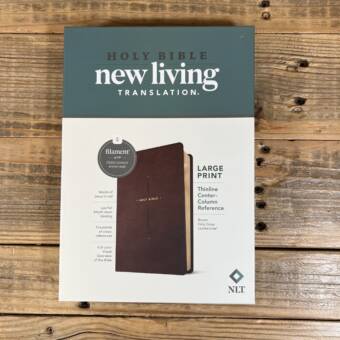 NLT Large Print Thinline Center-Column Reference Bible, Filament Enabled (Leatherlike, Brown Holy Cross, Red Letter)